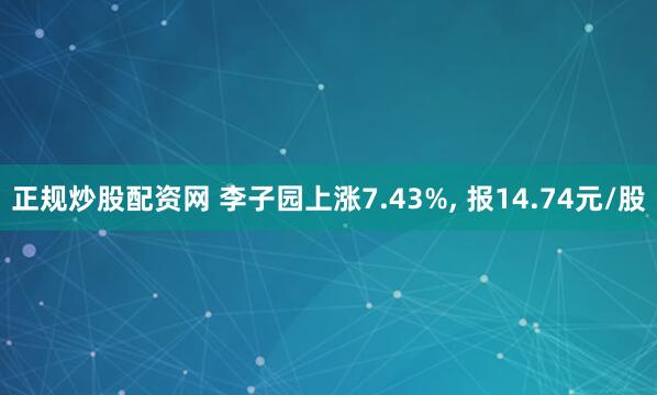 正规炒股配资网 李子园上涨7.43%, 报14.74元/股